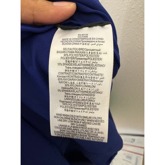 BCBGMAXAZRIA Blue Teal Cutout Asymmetric Maxi Dress Size 6 - Picture 8 of 8